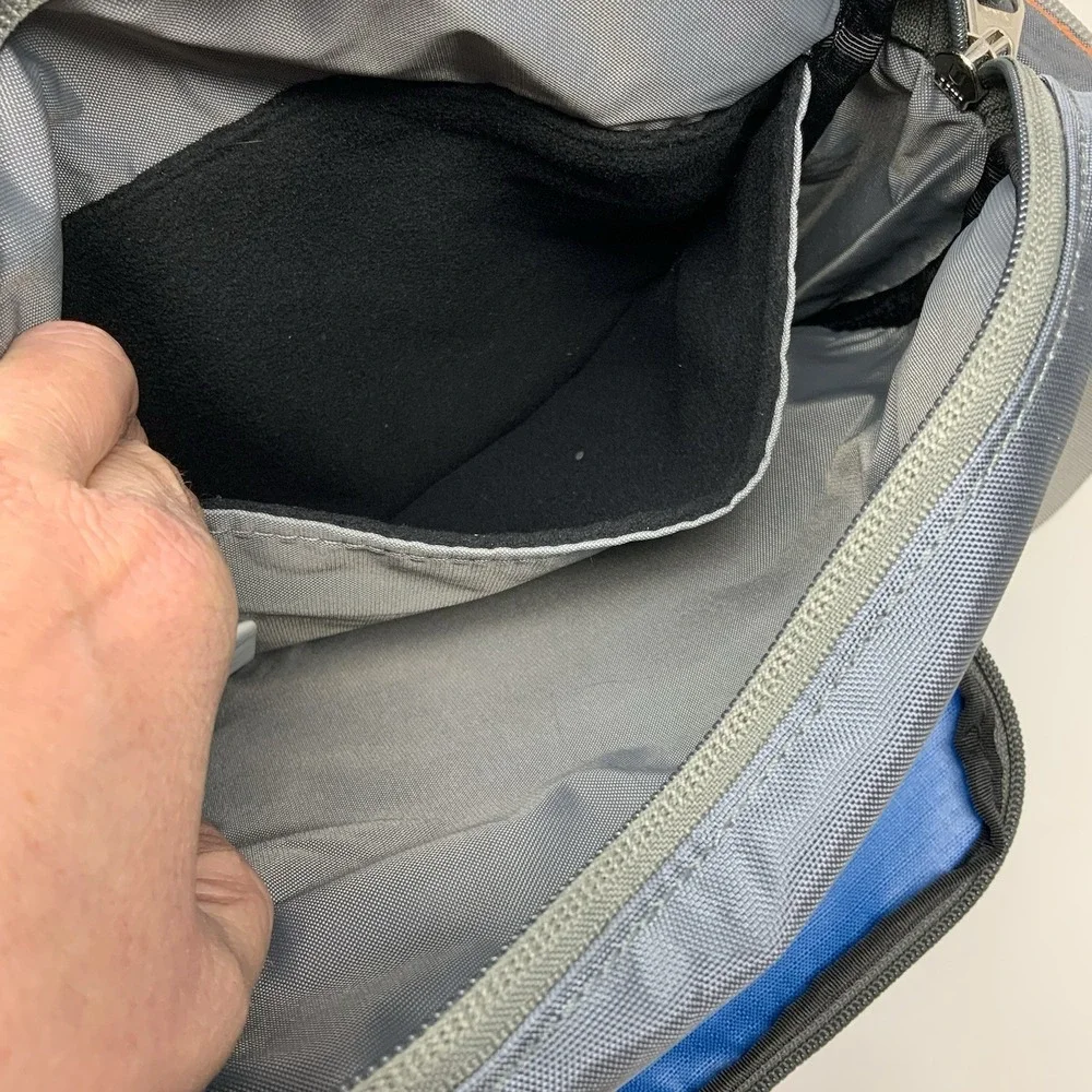 LL Bean Messenger Crossbody Bag Tablet Field Rip Stop Travel Blue Gray Black - Picture 7 of 12